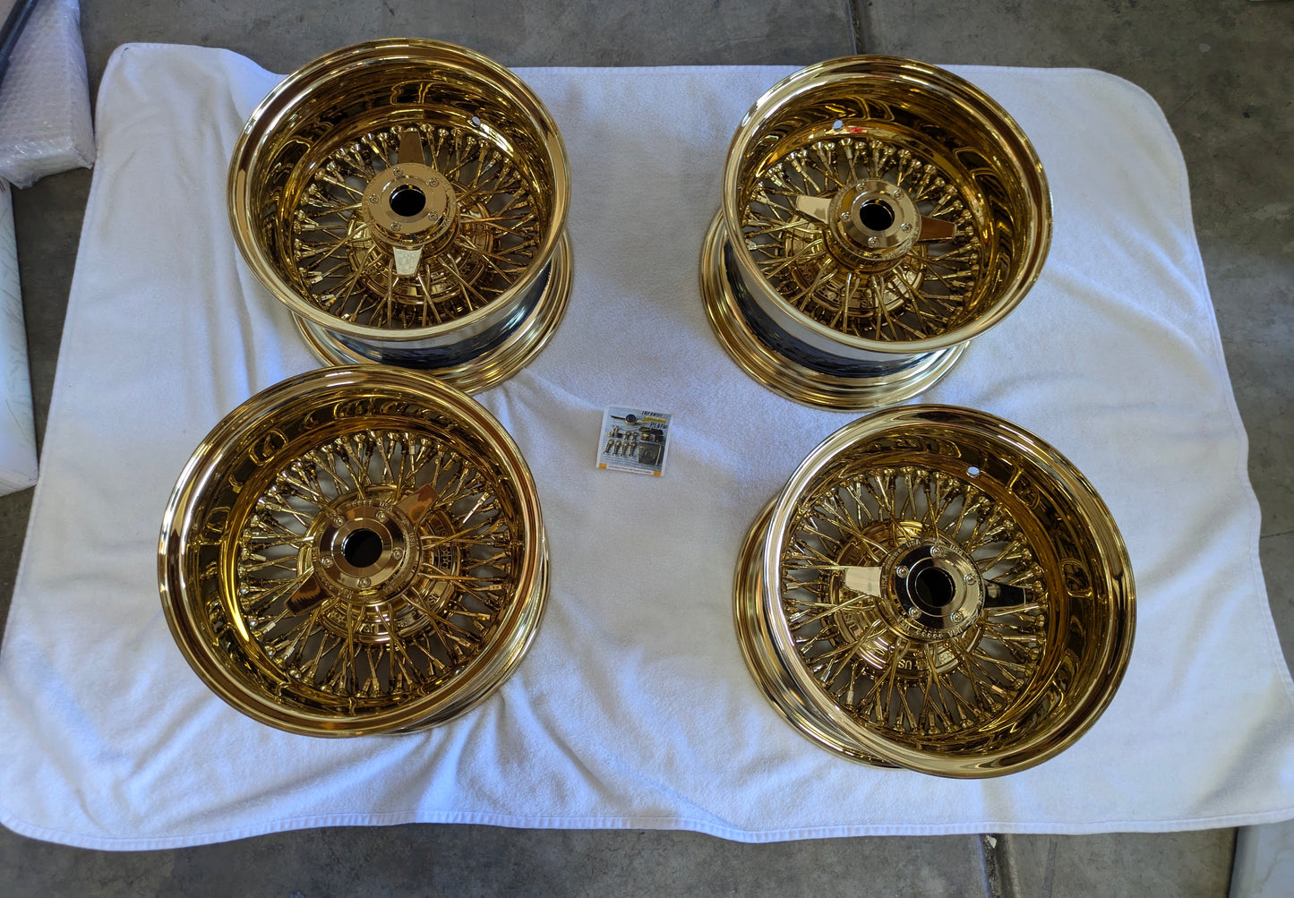 13x7 All Gold Reverse Wire Wheels set