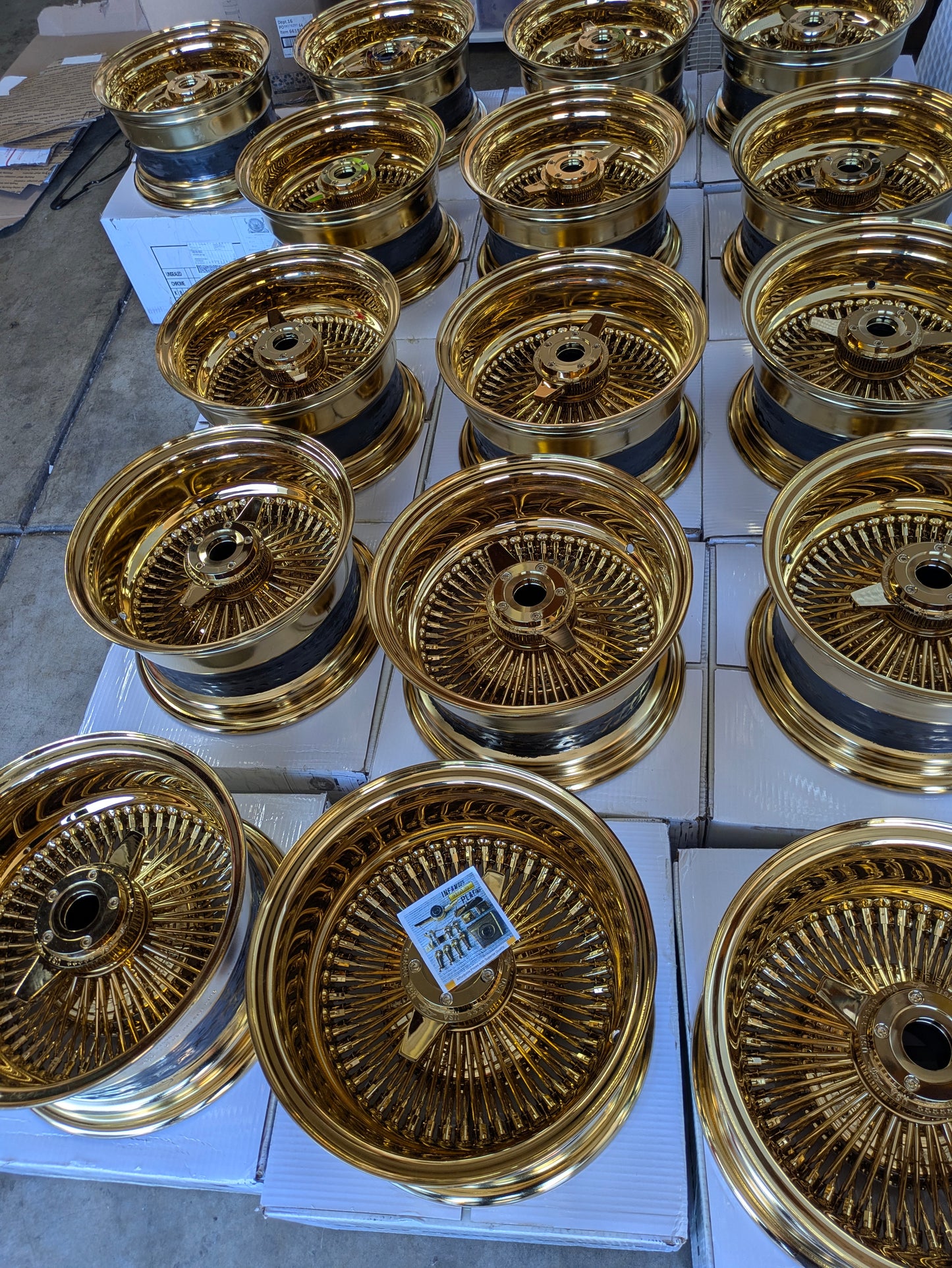 13x7 All Gold Reverse Wire Wheels set
