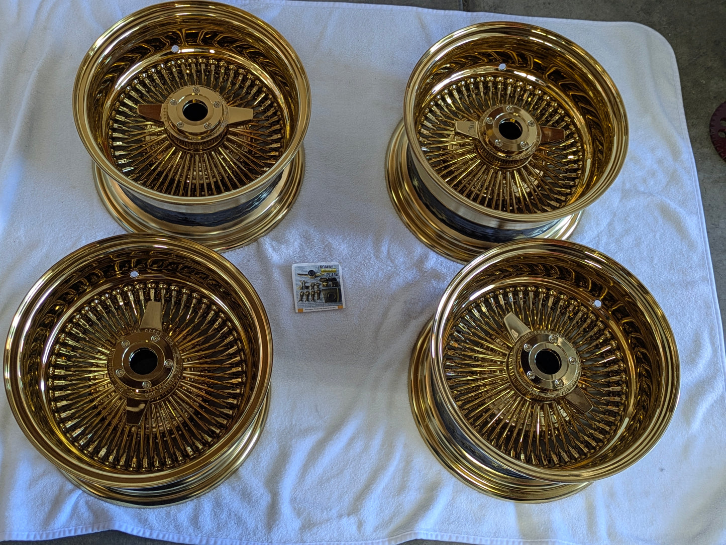 13x7 All Gold Reverse Wire Wheels set
